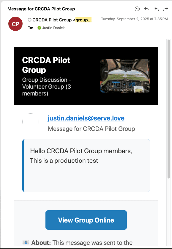 Private group email interface showing message composition with attachment support
